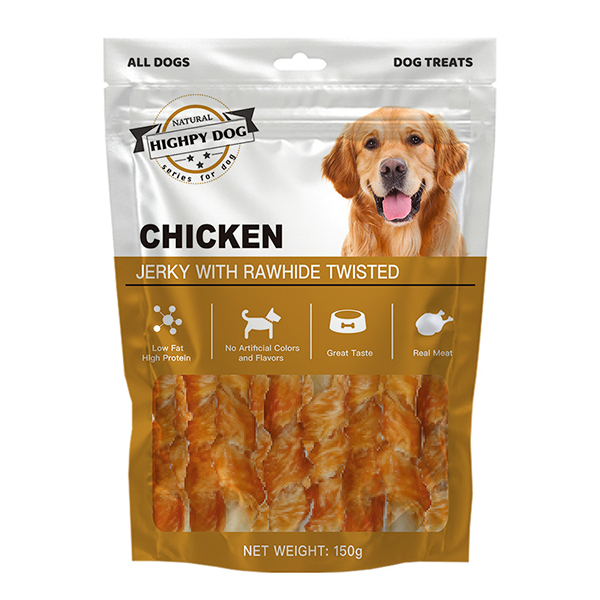 CHICKEN JERKY WITH RAWHIDE TWISTED